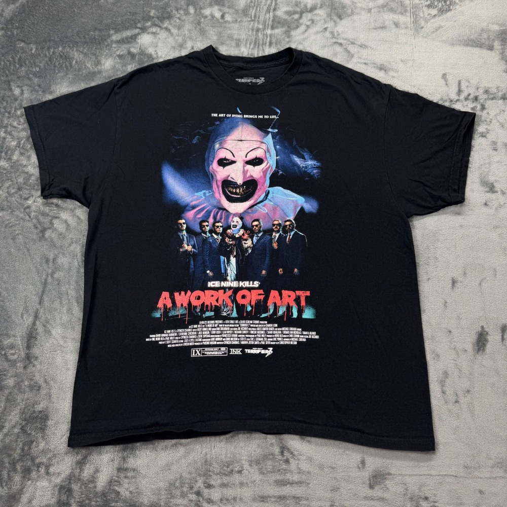 Ice Nine Kills Terrifier 3 A Work of Art Movie Poster T-Shirt Black XL Horror